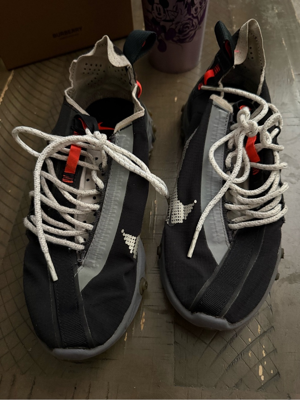 Nike React Black Athletic Sneakers with White Laces